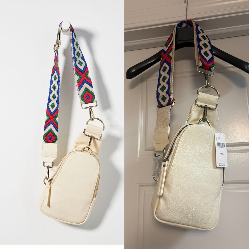 Anthropologie Off-White Leather Crossbody Bag